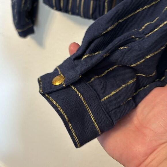 Scotch & Soda Ruffle Pinstripe Zip Shirt Jacket Small - Picture 6 of 7